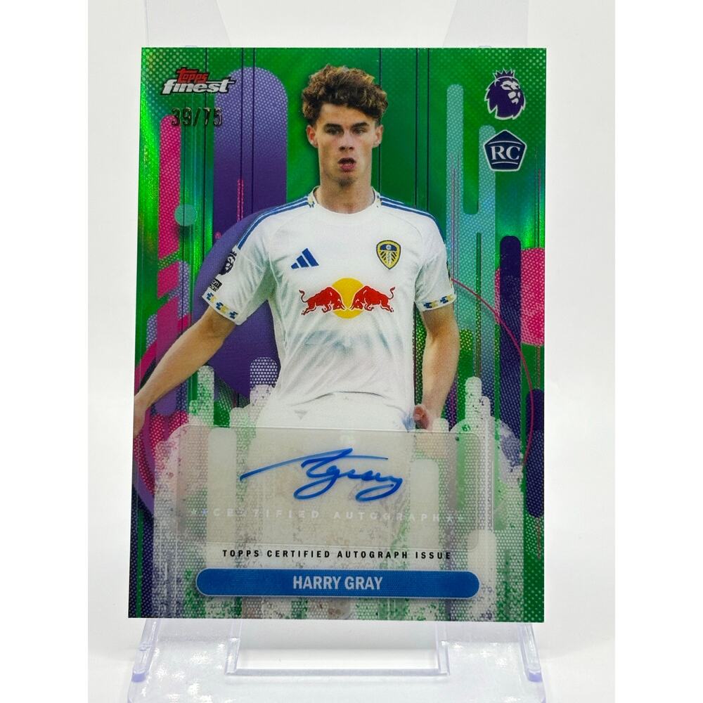 2025-26 Topps Finest Premier League Harry Gray Rookie Green Auto 39/75 SP Leeds